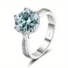100% Moissanite Ring 3.0 Carat Brilliant Engagement Ring for Women and Girls Promise Gift S925 Sterling Silver Jewelry