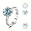 100% Moissanite Ring 3.0 Carat Brilliant Engagement Ring for Women and Girls Promise Gift S925 Sterling Silver Jewelry