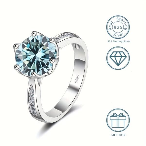 100% Moissanite Ring 3.0 Carat Brilliant Engagement Ring for Women and Girls Promise Gift S925 Sterling Silver Jewelry