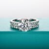 Total 4.14ct 3CT Center Moissanite Engagement Rings Wedding Band D Color VVS1 Round Cut 925 Sterling Silver Bridal Sets for Women