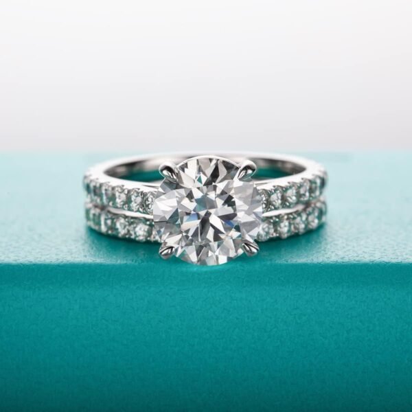 Total 4.14ct 3CT Center Moissanite Engagement Rings Wedding Band D Color VVS1 Round Cut 925 Sterling Silver Bridal Sets for Women