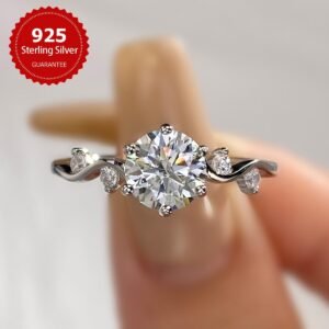 0c89987a46bf4fb3bd087190b4dcc4c8~tplv-fhlh96nyum-origin-jpeg Mozambique Diamond: 1 carat; Silver weights are 1 piece of a shining 1-carat Mozambique stone ring, S925 pure silver promise ring, ladies' wedding engagement ring, wedding season jewelry, anniversary halo ring, Thanksgiving and Valentine's Day gift for wo
