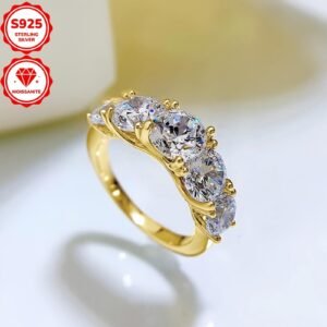 118507e7ec5b4bdd8be8e054ea44c26d~tplv-fhlh96nyum-origin-jpeg 1 piece moissanite ring Five-stone 925 sterling silver engagement ring 6.5mm & 6mm & 5mmD color Round moissanite wedding ring Women's silver ring S925 jewelry