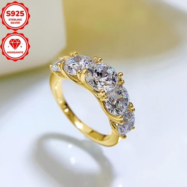 118507e7ec5b4bdd8be8e054ea44c26d~tplv-fhlh96nyum-origin-jpeg 1 piece moissanite ring Five-stone 925 sterling silver engagement ring 6.5mm & 6mm & 5mmD color Round moissanite wedding ring Women's silver ring S925 jewelry