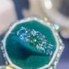 Vintage Moissanite Ring 925 Sterling Silver | 2/4 Carat Round Emerald Three Stone Design, Romantic Engagement Synthetic Jewelry, Anniversary Ring and Sweet Gift, with Moissanite GRA Certificate and Gift Box Packaging