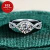 Moissanite ring S925 sterling silver commitment ring women's wedding engagement ring wedding season jewelry anniversary halo ring Thanksgiving Valentine's Day women's gift noble luxury bridal jewelry excellent gift