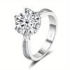 100% Moissanite Ring 3.0 Carat Brilliant Engagement Ring for Women and Girls Promise Gift S925 Sterling Silver Jewelry