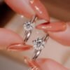 18K Sterling Silver Gold Round Cut Solitare 1.5 CT Moissanite Engagement Rings for Women - Moissanite Wedding Band for Women - Stone Promise Rings