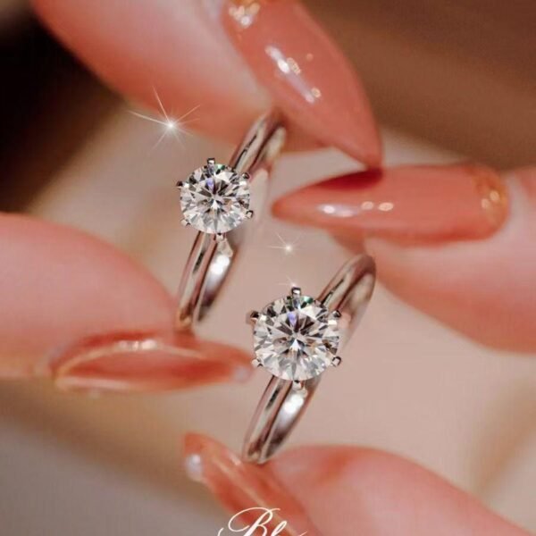 18K Sterling Silver Gold Round Cut Solitare 1.5 CT Moissanite Engagement Rings for Women - Moissanite Wedding Band for Women - Stone Promise Rings