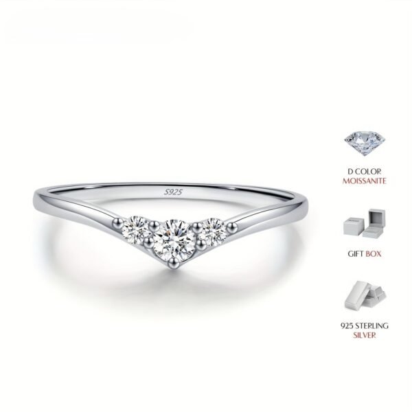 Simple Eternal Moissanite Ring 925 Sterling Silver Shiny Simple Thin Women's Wedding Ring Exquisite Jewelry Gift