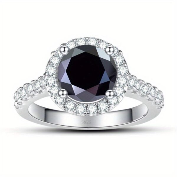 Classic Ladies 925 Sterling Silver Ring with True Moissanite 1 Carat D Color Round Luxury Wedding Jewelry