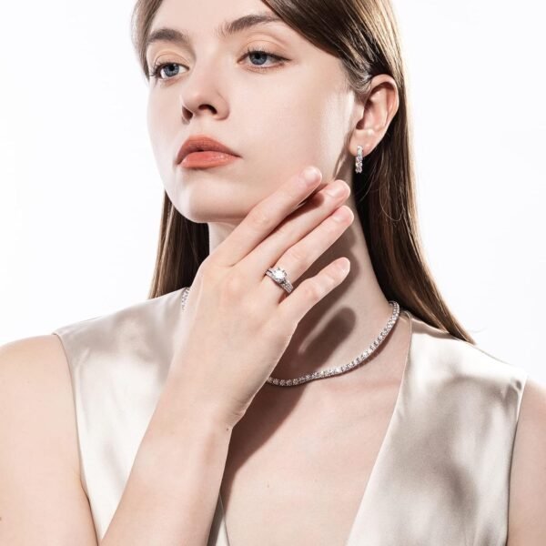 Total 4.14ct 3CT Center Moissanite Engagement Rings Wedding Band D Color VVS1 Round Cut 925 Sterling Silver Bridal Sets for Women