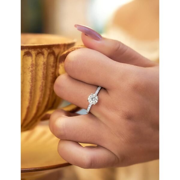 Solitaire Moissanite Engagement Ring, 1CT D Color VVS1 Clarity, 925 Sterling Silver with 18K White Gold Plated, Ideal Gift for Women