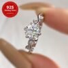 Mozambique Diamond: 1 carat; Silver weights are 1 piece of a shining 1-carat Mozambique stone ring, S925 pure silver promise ring, ladies' wedding engagement ring, wedding season jewelry, anniversary halo ring, Thanksgiving and Valentine's Day gift for wo