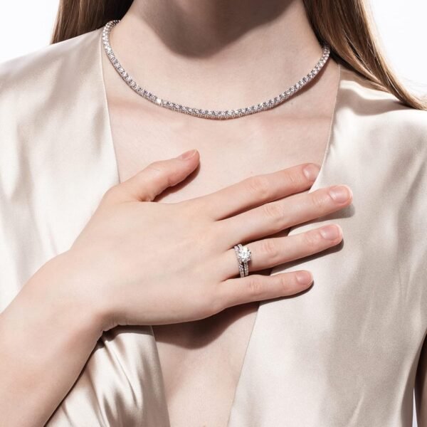 Total 4.14ct 3CT Center Moissanite Engagement Rings Wedding Band D Color VVS1 Round Cut 925 Sterling Silver Bridal Sets for Women