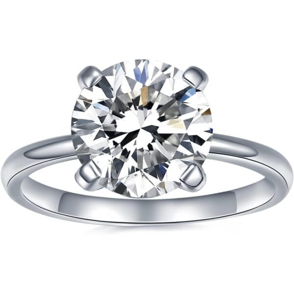 Solitaire Moissanite Engagement Ring, 1CT D Color VVS1 Clarity, 925 Sterling Silver with 18K White Gold Plated, Ideal Gift for Women