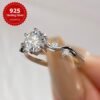 Mozambique Diamond: 1 carat; Silver weights are 1 piece of a shining 1-carat Mozambique stone ring, S925 pure silver promise ring, ladies' wedding engagement ring, wedding season jewelry, anniversary halo ring, Thanksgiving and Valentine's Day gift for wo
