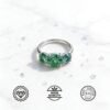 Vintage Moissanite Ring 925 Sterling Silver | 2/4 Carat Round Emerald Three Stone Design, Romantic Engagement Synthetic Jewelry, Anniversary Ring and Sweet Gift, with Moissanite GRA Certificate and Gift Box Packaging