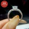 Moissanite ring S925 sterling silver commitment ring women's wedding engagement ring wedding season jewelry anniversary halo ring Thanksgiving Valentine's Day women's gift noble luxury bridal jewelry excellent gift