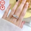 c1edf7588f7d47f88c1dc2a92fc42e54~tplv-fhlh96nyum-origin-jpeg 1 piece moissanite ring Five-stone 925 sterling silver engagement ring 6.5mm & 6mm & 5mmD color Round moissanite wedding ring Women's silver ring S925 jewelry