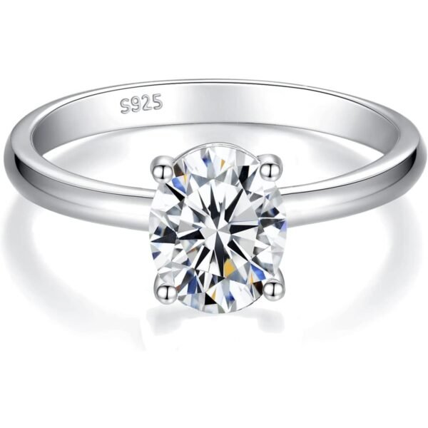 Solitaire Moissanite Engagement Ring, 1CT D Color VVS1 Clarity, 925 Sterling Silver with 18K White Gold Plated, Ideal Gift for Women