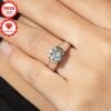 [Silver gram weight 4.73g (US10 size as an example), main stone moissanite 8mm * 1pc, 2 carats] 1 moissanite ring 925 sterling silver women's engagement ring classic 2CT round moissanite wedding ring 2 carats engagement ring anniversary ring