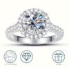Classic Ladies 925 Sterling Silver Ring with True Moissanite 1 Carat D Color Round Luxury Wedding Jewelry