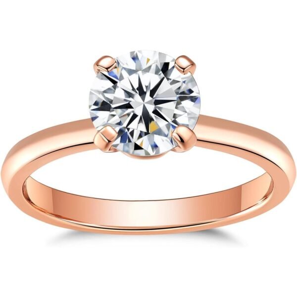 Solitaire Moissanite Engagement Ring, 1CT D Color VVS1 Clarity, 925 Sterling Silver with 18K White Gold Plated, Ideal Gift for Women