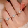 18K Sterling Silver Gold Round Cut Solitare 1.5 CT Moissanite Engagement Rings for Women - Moissanite Wedding Band for Women - Stone Promise Rings